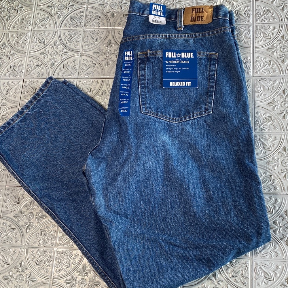 Full Blue Men's Relaxed Fit Jeans - Blue Size 40x32